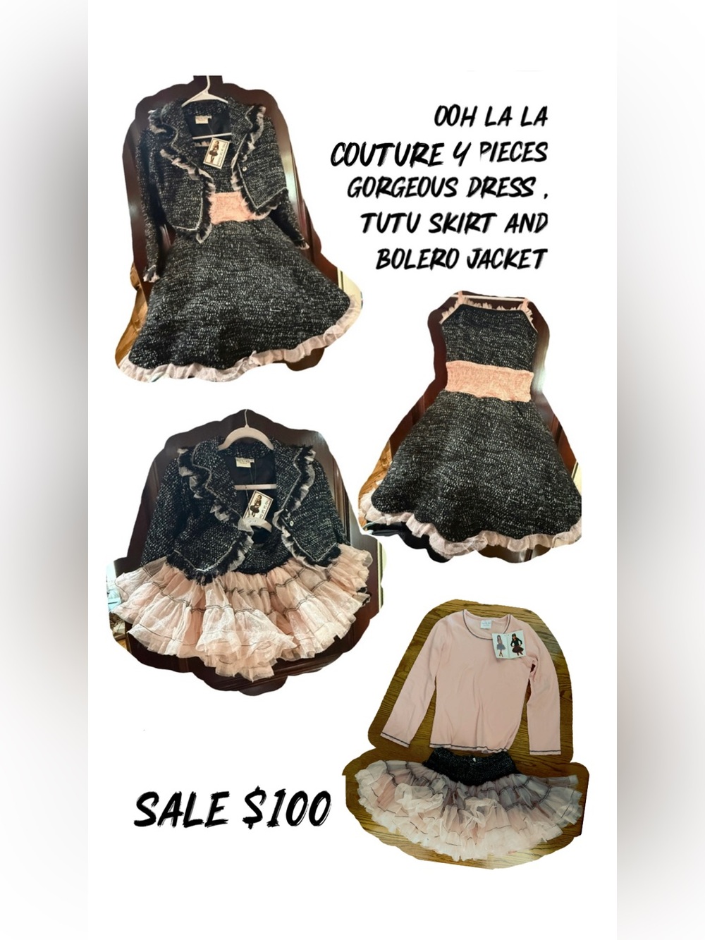 Ooh! La, La! Couture Black and Blush 4-Piece Girls Matching Set